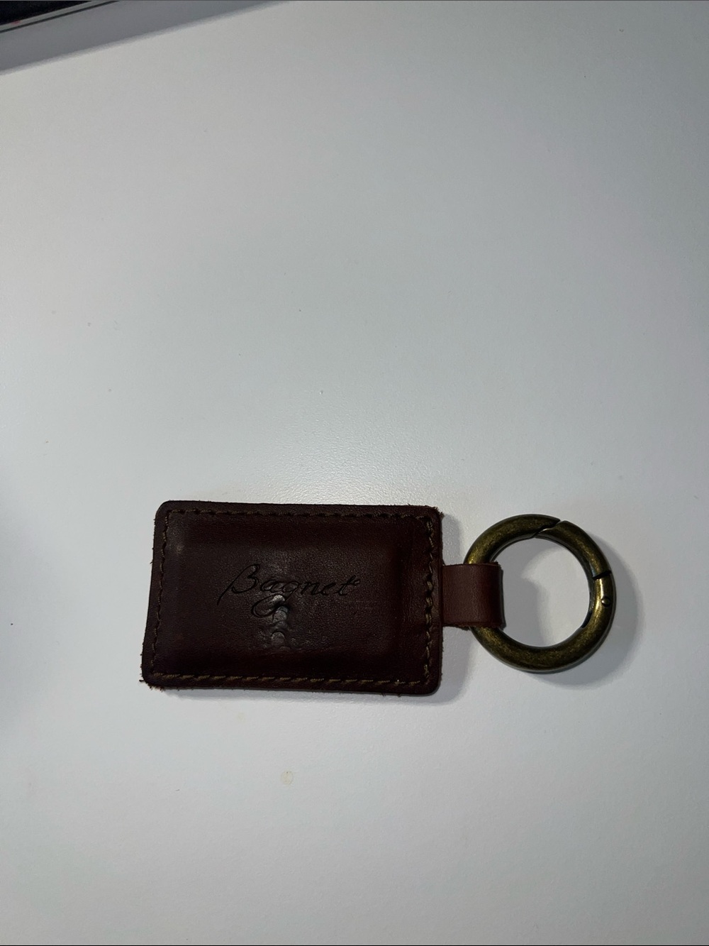 Brown Leather Key & Card Holder with Brass Ring-Bagnet